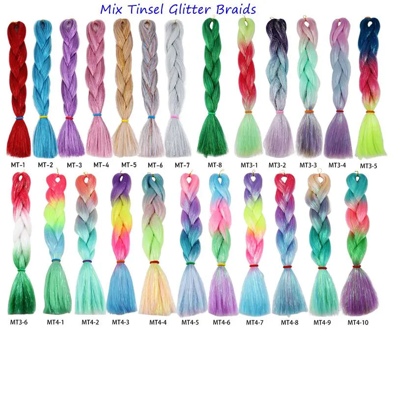 24 inch Tinsel and Regular Henlon Braiding Hair